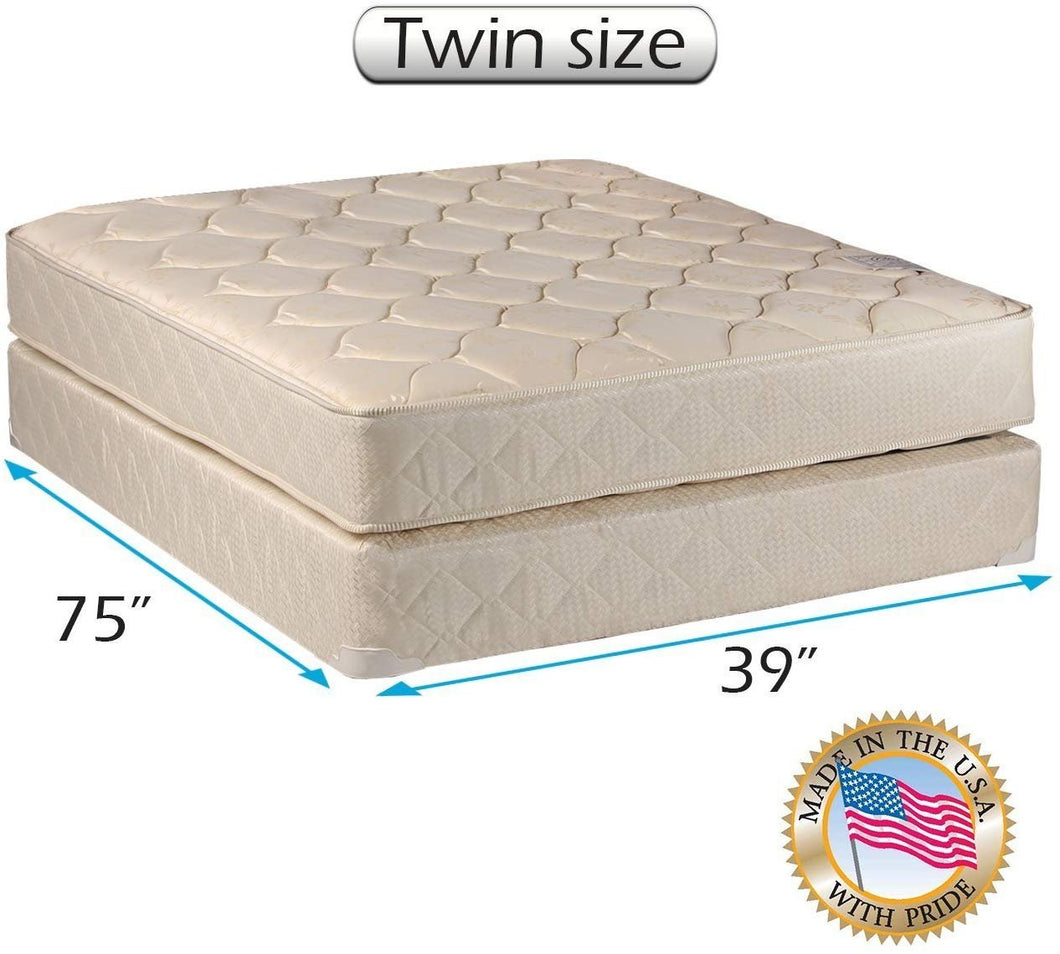 Dream Sleep Comfort Classic 2-Sided Twin Gentle Firm Mattress Set with Bed Frame Included - Spinal Support System, Orthopedic, Longlasting Comfort by Dream Solutions USA