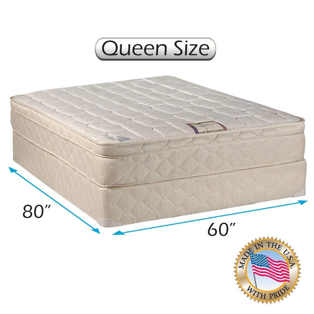 Dreamy Collection Medium Firm Eurotop (Pillowtop) Queen Mattress Set with Mattress Cover Protector Included - Innerspring Coils, Premium Edge Guards, Longlasting by Dream Solutions USA