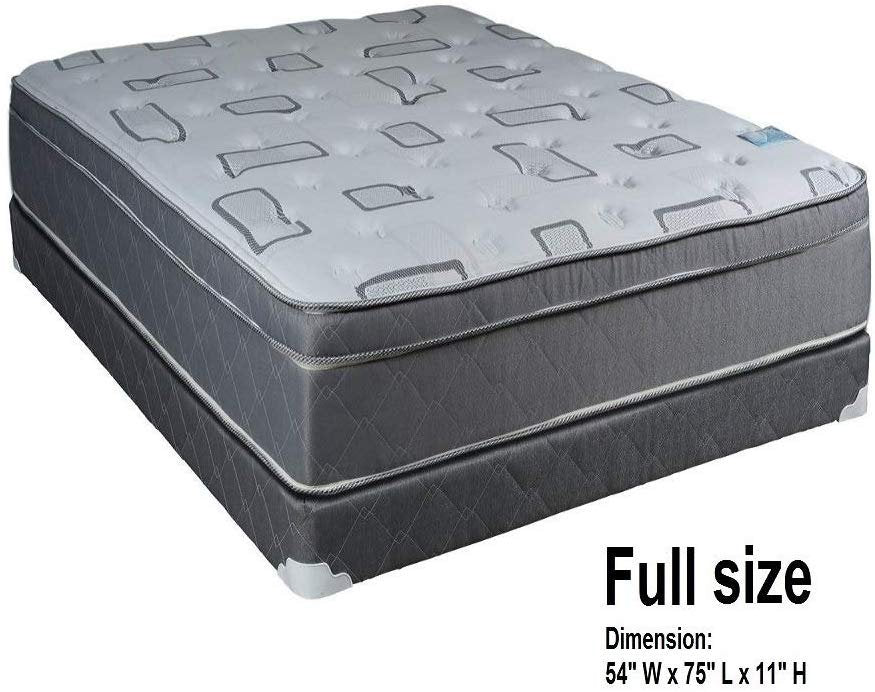 Dream Sleep Natural Trophy Full Size Medium Plush Eurotop Mattress Set with Mattress Cover Protector Included - Innerspring Coils, Sleep Support System, Orthopedic, Longlasting by Dream Solutions USA