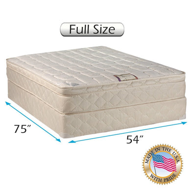 Tomorrow's Dream PillowTop (Eurotop) Full Size Mattress Set with Bed Frame Included - Sleep System with Enhanced Cushion Support, Innerspring Coils, Orthopedic Type and Longlasting Comfort