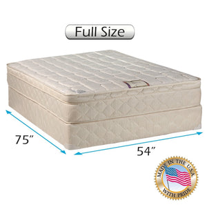 Tomorrow's Dream PillowTop (Eurotop) Full Size Mattress Set with Bed Frame Included - Sleep System with Enhanced Cushion Support, Innerspring Coils, Orthopedic Type and Longlasting Comfort