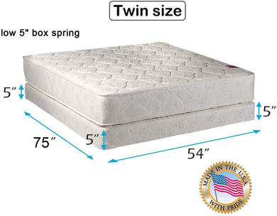 Dream Sleep Legacy Twin 2-Sided Mattress and Low Profile Box Spring Set with Mattress Protector Included - Fully Assembled, Good for Your Back, Long Lasting by Dream Solutions USA