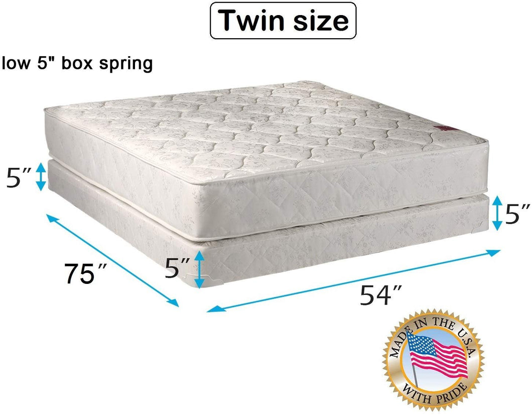 Dream Sleep Legacy Twin 2-Sided Mattress and Low Profile Box Spring Set with Mattress Protector Included - Fully Assembled, Good for Your Back, Long Lasting by Dream Solutions USA