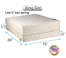Load image into Gallery viewer, Dream Solutions USA Grandeur Deluxe 2-Sided King Mattress and Low 5" Height Box Spring Set with Mattress Cover Protector Included - Fully Assembled, Good for Your Back, Luxury Height, Longlasting