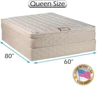 Dream Sleep Tomorrow's Dream Queen Size Innerspring PillowTop (Eurotop) Mattress Set with Mattress Cover Protector - Sleep System with Enhanced Cushion Support, Orthopedic and Longlasting Comfort