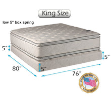 Load image into Gallery viewer, Dream Solutions USA Brand Soft PillowTop Mattress and Low Height Box Spring Set (Queen - 60&quot;x80&quot;x12&quot;) - Double-Sided Sleep System with Enhanced Cushion Support- Assembled, Back Support, Longlasting