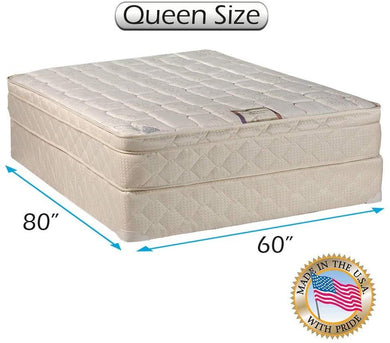 Dream Sleep Dreamy Collection Medium Firm Eurotop Queen Mattress Set with Mattress Cover Protector - Innerspring Coils, Premium Edge Guards, Fully Assembled, Longlasting by Dream Solutions USA