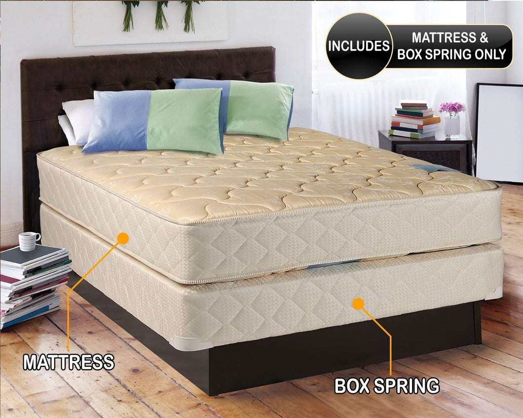 Dreamy Collection Medium Firm Eurotop (Pillowtop) Full Size Mattress and Box Spring Set-Spinal Back Support, Innerspring Coils, Premium Edge Guards, Longlasting Comfort - by Dream Solutions USA