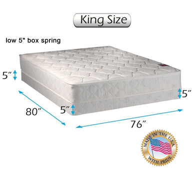 Legacy None Flip One-Sided King Mattress and Low Profile Box Spring Set with Mattress Cover Protector Included - Fully Assembled, Good for Your Back, by Dream Solutions USA