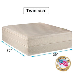 Comfort Pedic Firm PillowTop (Eurotop) Mattress Set with Bed Frame Included (Twin Size) - Sleep System with Enhanced Foam Encased Support, Orthopedic, Longlasting Comfort by Dream Solutions USA