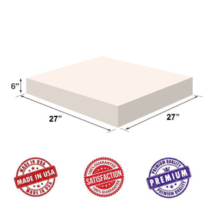 Dream Solutions USA Upholstery Foam Square Cushion Sheet 6"x27"x27" High Density - Soft Premium Luxury Quality-Good for Chair Cushions-Sofa Cushions, Wheelchairs, Poker Tables and Much More