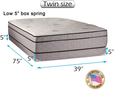 Dream Sleep Fifth Ave Extra Soft Foam Eurotop (PillowTop) Twin Size Mattress & Low 5