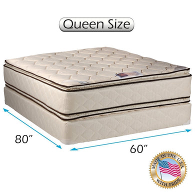 Coil Comfort Medium Firm 2-Sided PillowTop Queen Mattress Set with Bed Frame Included - Sleep System with Enhanced Cushion Support, Orthopedic, Longlasting Comfort by Dream Solutions USA