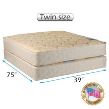 Load image into Gallery viewer, Dream Sleep Chiro Premier Two-Sided (Beige) Twin Mattress Set with Metal Bed Frame - Good for Your Back, Orthopedic, Premium Edge Guards, Quilted Fabric Cover, Long Lasting by Dream Solutions USA