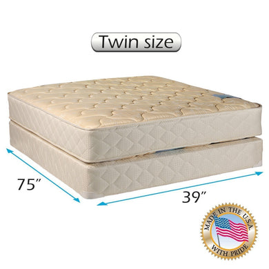 Dream Sleep Chiro Premier Two-Sided (Beige) Twin Mattress Set with Metal Bed Frame - Good for Your Back, Orthopedic, Premium Edge Guards, Quilted Fabric Cover, Long Lasting by Dream Solutions USA