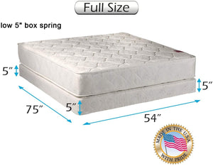 Dream Sleep Legacy 2-Sided Full Size Mattress and Low Profile Box Spring Set with Bed Frame Included - Flippable, Spine Support, Long Lasting Comfort by Dream Solutions USA