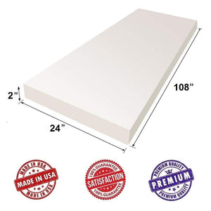 Upholstery Foam Cushion Sheet 2"x24"x108" High Density - Soft Premium Luxury Quality - Good for Chair Cushions, Wheelchairs, Poker Tables, Sofa Cushions and Much More by Dream Solutions USA