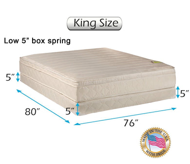 Dream Solutions USA Comfort Pedic Firm (Eurotop) PillowTop King Size Mattress & Low 5