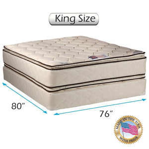 Coil Comfort Double-Sided PillowTop Mattress Set with Bed Frame Included - Sleep System with Enhanced Cushion Support, Orthopedic, Longlasting Comfort by Dream Solutions USA (Queen Size)