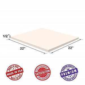 Upholstery Visco Memory Foam Square Sheet- 1"Hx22W"x22L"- 3.5 lb High Density- Luxury Quality- for Sofa, Chair Cushions, Pillows, May Relieve Backaches & Bed Sores- Dream Solutions USA