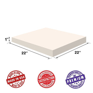 Dream Solutions USA Upholstery Visco Memory Foam Square Sheets - 2 Pack (1"x22"x22", 2.5lb Regular Density) - Luxury Quality for Sofa, Cushions, Pillows, May Relieve Backaches & Bed Sores