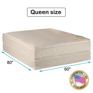 Comfort Pedic Firm PillowTop Queen Size Mattress Set with Mattress Cover Protector Included - Innerspring coils, Assembled, Orthopedic, Longlasting by Dream Solutions USA