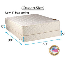 Load image into Gallery viewer, Dream Sleep Grandeur Deluxe 2-Sided Queen Mattress and Low 5" Height Box Spring Set with Mattress Cover Protector Included - Fully Assembled, Good for Your Back, Luxury Height, Longlasting