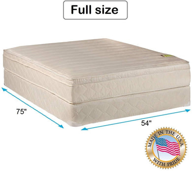 Dream Sleep Comfort Pedic Firm PillowTop Full Mattress Set with Mattress Cover Protector Included - Innerspring coils, Orthopedic, Longlasting by Dream Solutions USA