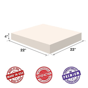 Dream Solutions USA Upholstery Visco Memory Foam 2.5 lb Regular Density 4"x22"x22" Sheet - for Sofa, Chair, Cushions, Pillows, May Relieve Backaches & Bed Sores