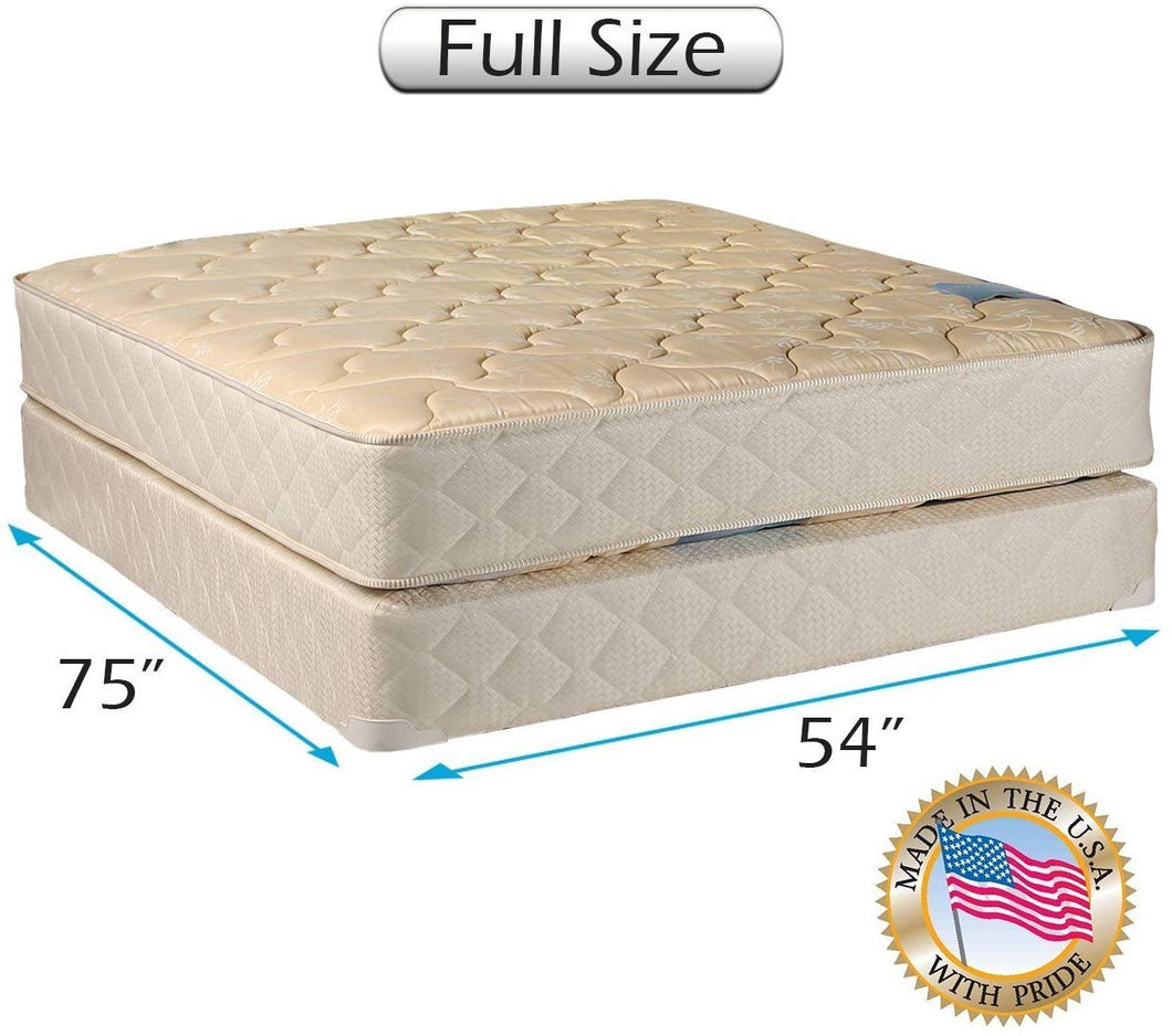 Dream Sleep Chiro Premier 2-Sided Gentle Firm (Beige) Full Mattress Set with Bed Frame Included - Good for Your Back, Orthopedic, Long Lasting Comfort by Dream Solutions USA