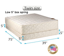 Load image into Gallery viewer, Dream Solutions USA Grandeur Deluxe Twin Size 2-Sided Mattress and Low 5&quot; Height Box Spring Set with Mattress Cover Protector Included - Fully Assembled, Good for your back, Luxury Height, Longlasting