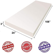 Load image into Gallery viewer, Upholstery Visco Memory Foam 3&quot;H x 24&quot;W x 108&quot;L Sheet 3.5 lb Density - Good for Sofa Cushion, Luxury Quality, Mattresses, Wheelchair, May Relieve Backaches &amp; Bed Sores by Dream Solutions USA