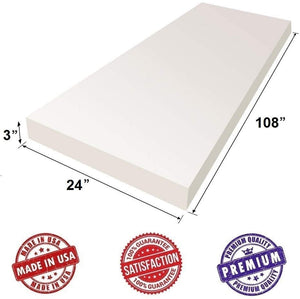 Upholstery Visco Memory Foam 3"H x 24"W x 108"L Sheet 3.5 lb Density - Good for Sofa Cushion, Luxury Quality, Mattresses, Wheelchair, May Relieve Backaches & Bed Sores by Dream Solutions USA