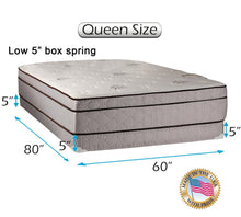 Load image into Gallery viewer, Dream Solutions USA Fifth Ave Extra Soft Foam Eurotop (PillowTop) 60&quot;x80&quot;x13&quot; Queen Mattress &amp; Low 5&quot; Height Box Spring Set - Therapeutic Technology, Orthopedic Support, Quality Sleep System
