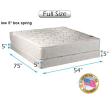 Load image into Gallery viewer, Legacy Full Size (54"x75"x8") Mattress and Low Profile Box Spring Set with Bed Frame Included - Good for Your Back, Long Lasting Comfort and 2 Sided by Dream Solutions USA