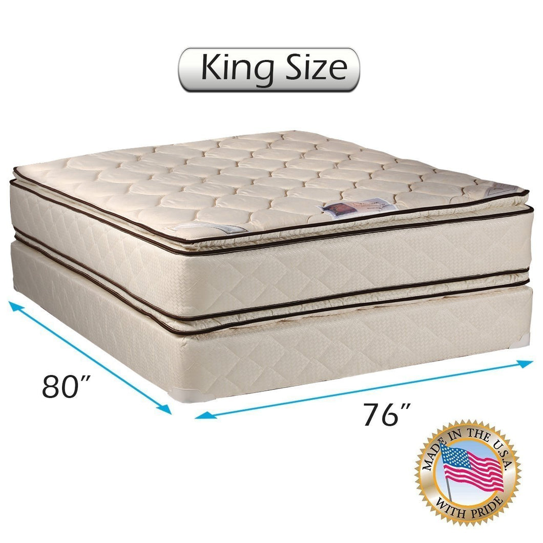 Dream Sleep Coil Comfort Medium Firm 2-Sided PillowTop Mattress Set with Bed Frame Included - Orthopedic, Sleep System with Enhanced Cushion Support, Longlasting Comfort (Full 54