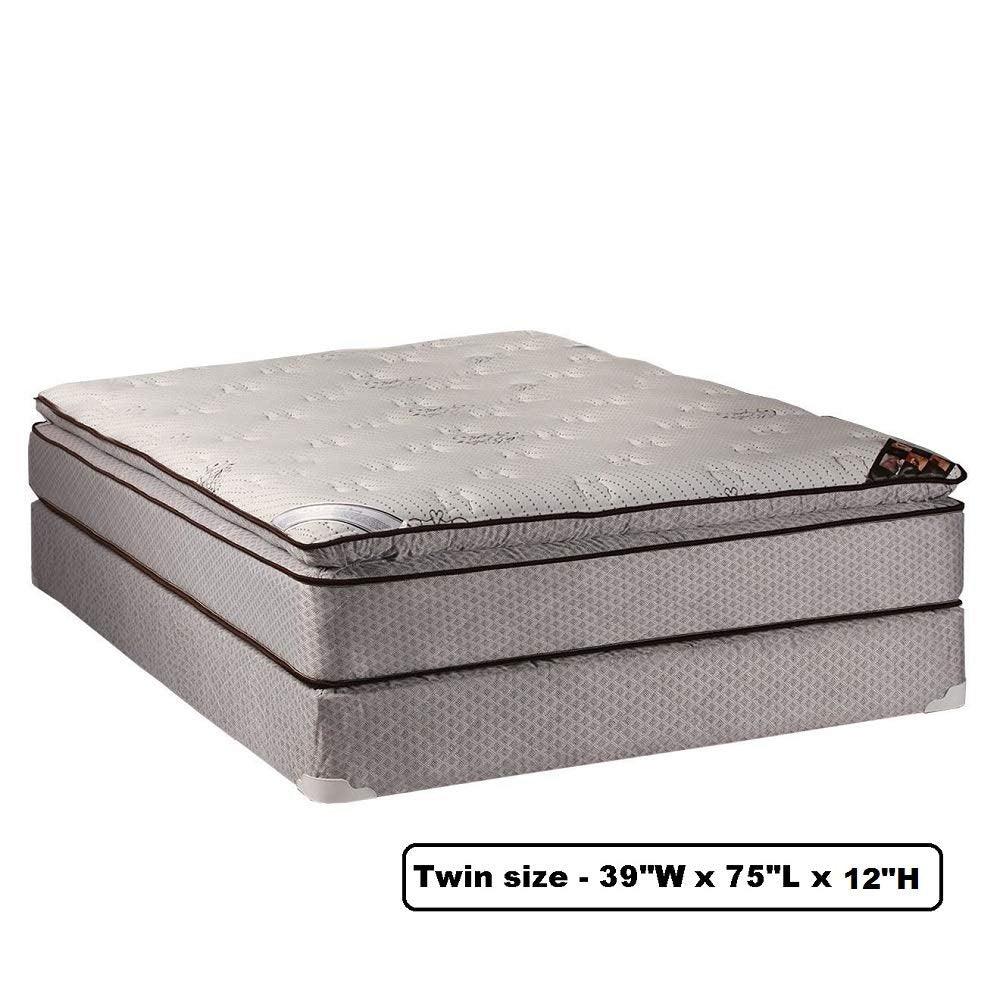 Spinal Dream Plush Pillow Top (Eurotop) Twin Size Mattress Set with Bed Frame Included - Sleep System with Enhanced Cushion Support, Great for Your Back, Longlasting Comfort by Dream Solutions USA