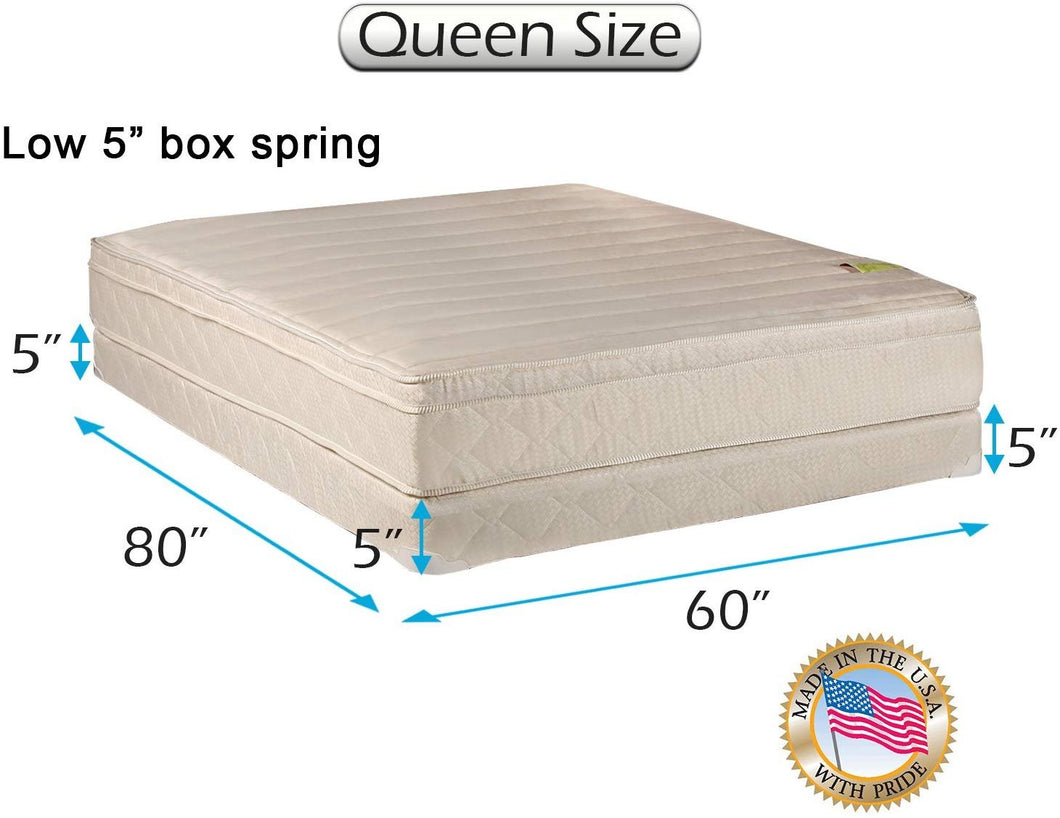 Dream Sleep Comfort Pedic Firm (Eurotop) PillowTop Queen Mattress & Low 5