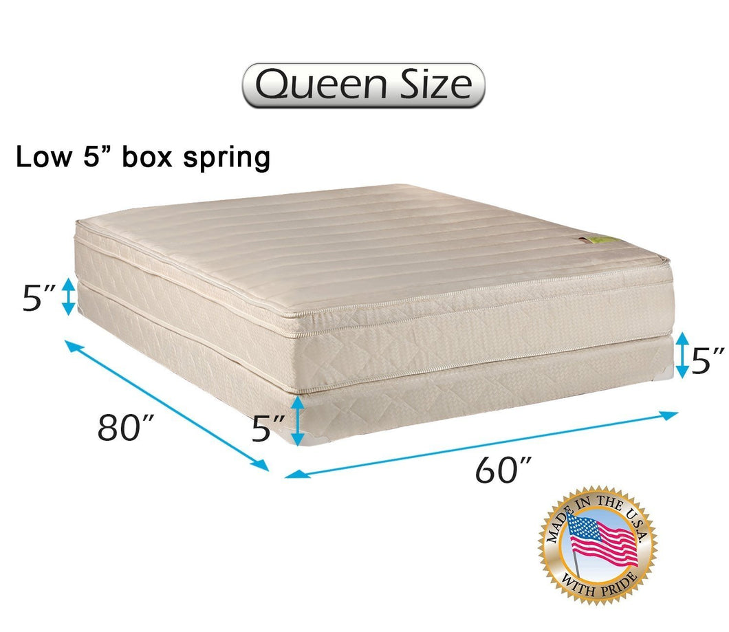 Dream Sleep Comfort Pedic (Eurotop) PillowTop Firm Queen Mattress & Low 5