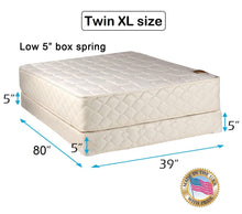 Load image into Gallery viewer, Dream Solutions USA Grandeur Deluxe Twin Extra Long Size (39"x80"x12") Mattress and Low 5" Height Box Spring Set - Fully Assembled, Good for Your Back, Luxury Height, Long Lasting and 2 Sided