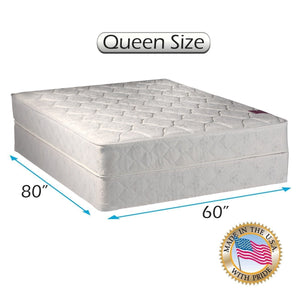 Legacy None Flip Queen Size Mattress Set with Metal Bed Frame - Spine Support, Innerspring Coils, Orthopedic, Longlasting Comfort and 1-Sided by Dream Solutions USA