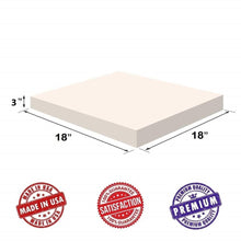 Load image into Gallery viewer, Dream Solutions USA Upholstery Visco Memory Foam Square Sheet- 3.5 lb High Density 3&quot;x18&quot;x18&quot;- for Sofa, Chair Cushion, Pillow, May Relieve Backaches, Bed Sores