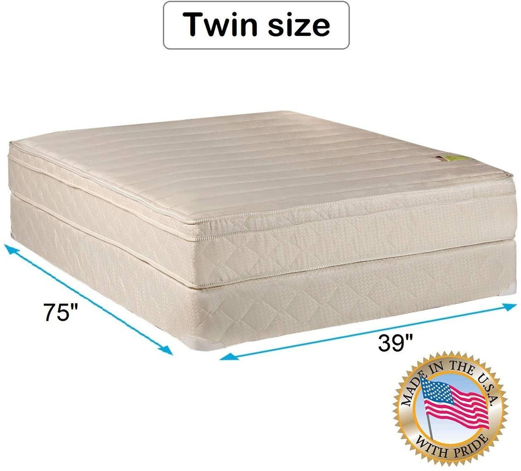 Dream Solutions USA Dream Sleep Comfort Pedic Firm PillowTop (Eurotop) Twin Mattress & Box Spring Set - Sleep System with Enhanced Foam Encased Support, Orthopedic, Plush Knit Cover