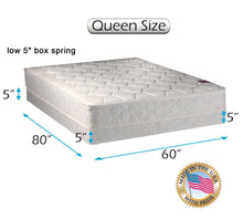 Load image into Gallery viewer, Dream Sleep Legacy None Flip 1-Sided Queen Mattress and Low Profile Box Spring Set with Mattress Cover Protector Included - Good for Your Back, Longlasting by Dream Solutions USA