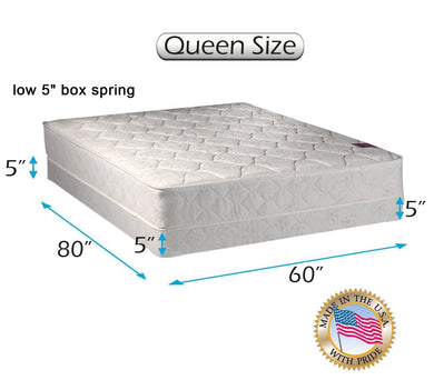 Dream Sleep Legacy None Flip 1-Sided Queen Mattress and Low Profile Box Spring Set with Mattress Cover Protector Included - Good for Your Back, Longlasting by Dream Solutions USA