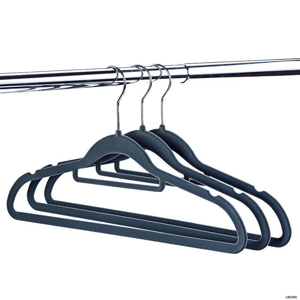 Dream Solutions USA Non-Slip Flocked Velvet Clothes Hangers 30 Pack - Ultra Thin Space Saving Design for Men and Women Dress Suit - 360 Degree Swivel Hook - Longlasting with 2 Year Warranty - GREY