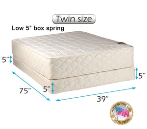 Grandeur Deluxe Mattress and Low 5" Height Box Set (Queen) - 2-Sided, Orthopedic, Good for Your Back, Longlasting by Dream Solutions USA