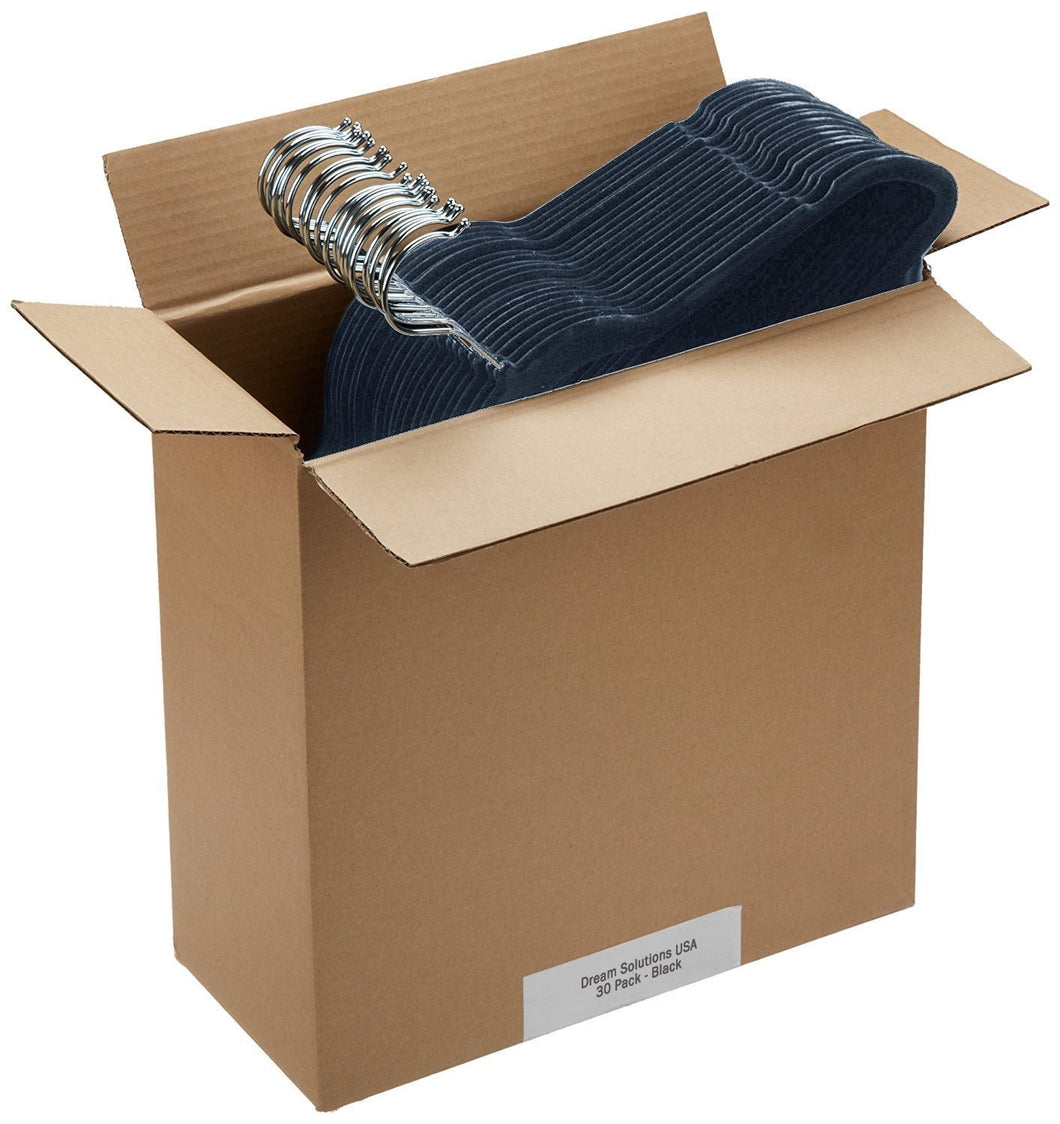 Dream Solutions USA Non-Slip Flocked Velvet Clothes Hangers 30 Pack (Ivory) - Ultra Thin Space Saving Design for Men and Women Dress Suit - 360 Degree Swivel Hook - Longlasting with 2 Year Warranty