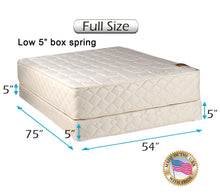Load image into Gallery viewer, Dream Sleep Grandeur Deluxe Full Mattress and Low 5&quot; Height Box Spring Set with Bed Frame Included - Good for Your Back, Luxury Height, Longlasting Comfort and 2 Sided