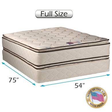 Dream Sleep Coil Comfort Pillow Top Full Size Mattress and Box Spring Set - 2-Sided Sleep System with Enhanced Cushion Support, Fully Assembled, Orthopedic Type, Longlasting Comfort